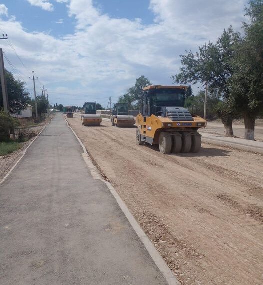 Сауран ауданында жол құрылысы жұмыстары қарқынды